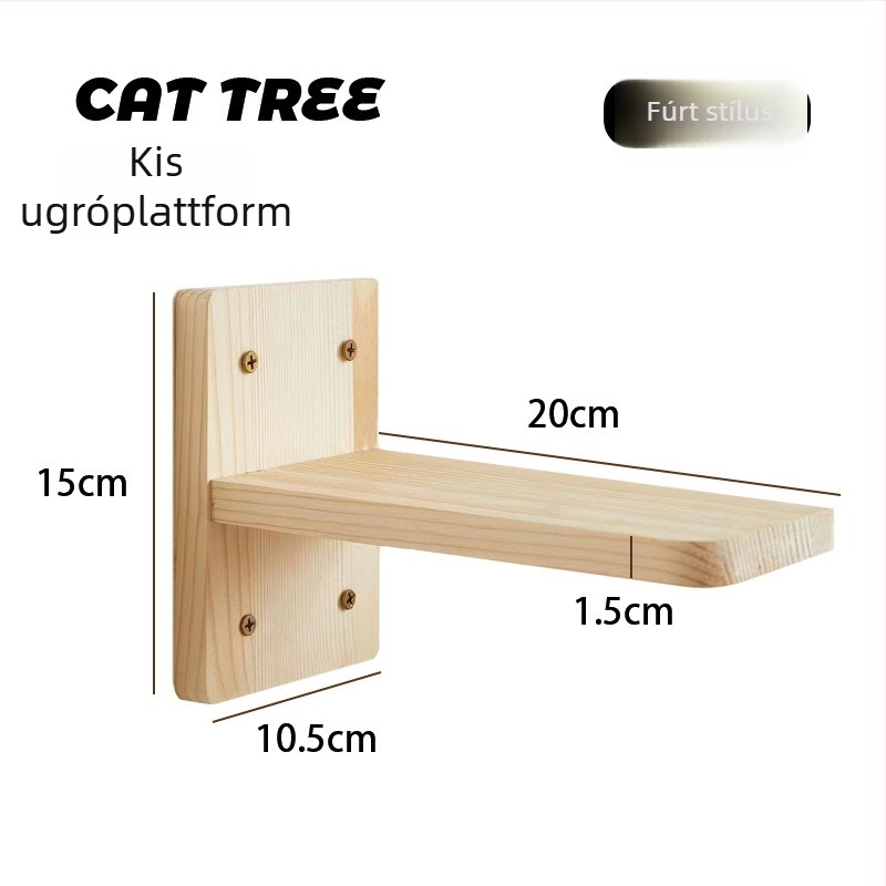 Fali DIY macska mászókeret beépített ággyal és ugróterülettel.