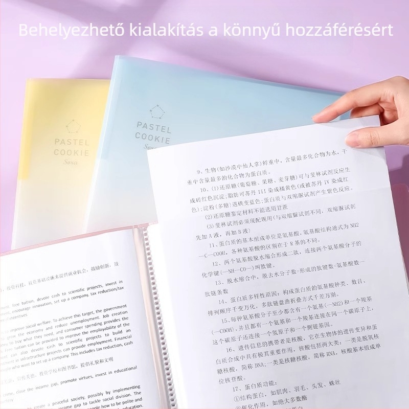 Kokuyo átlátszó dokumentumtartó gradientkék, A4/A3, összecsukható, 20/30/40 oldalas kapacitás