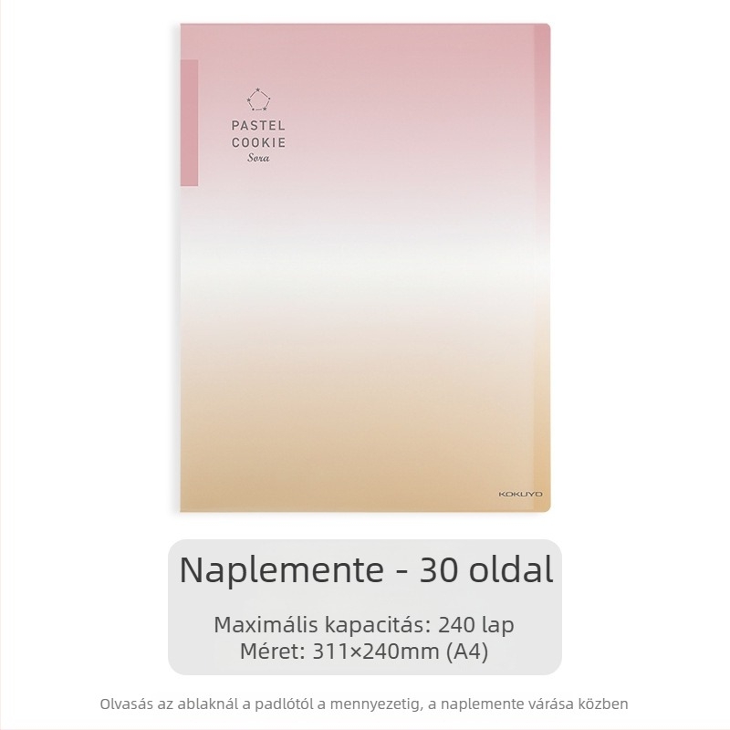 Kokuyo átlátszó dokumentumtartó gradientkék, A4/A3, összecsukható, 20/30/40 oldalas kapacitás