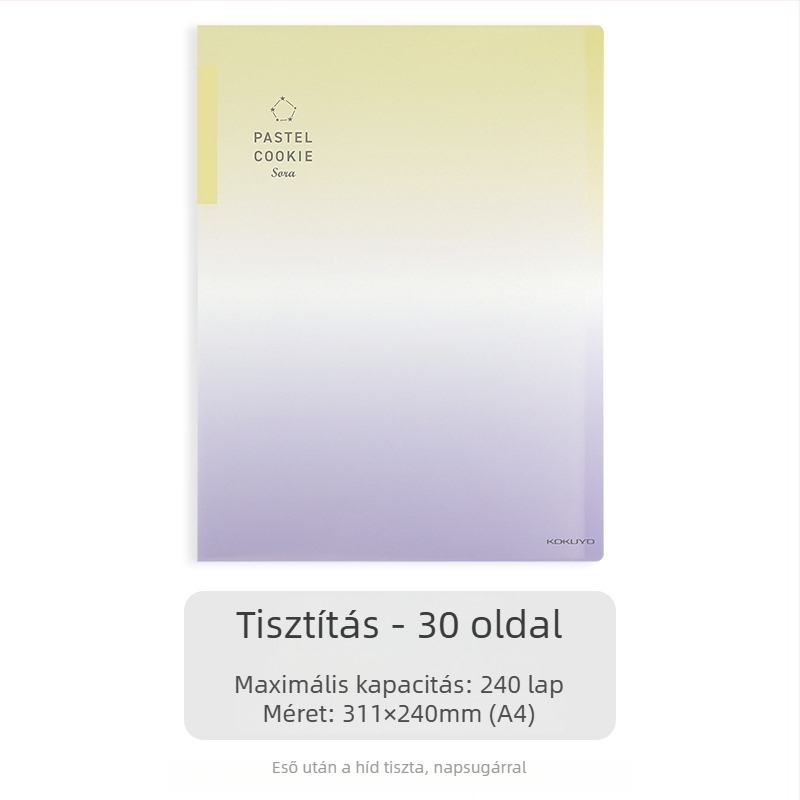Kokuyo átlátszó dokumentumtartó gradientkék, A4/A3, összecsukható, 20/30/40 oldalas kapacitás