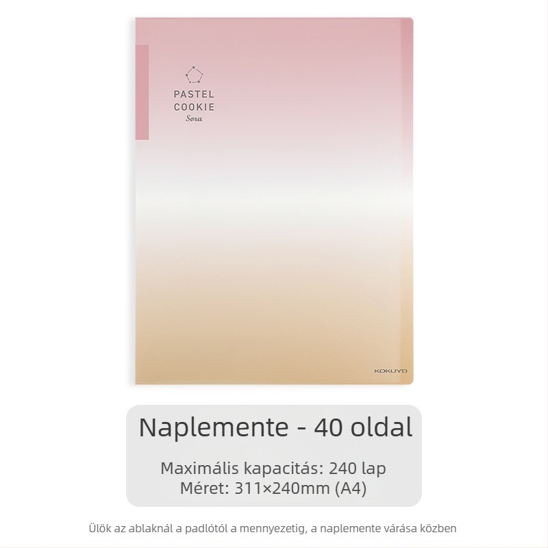 Kokuyo átlátszó dokumentumtartó gradientkék, A4/A3, összecsukható, 20/30/40 oldalas kapacitás