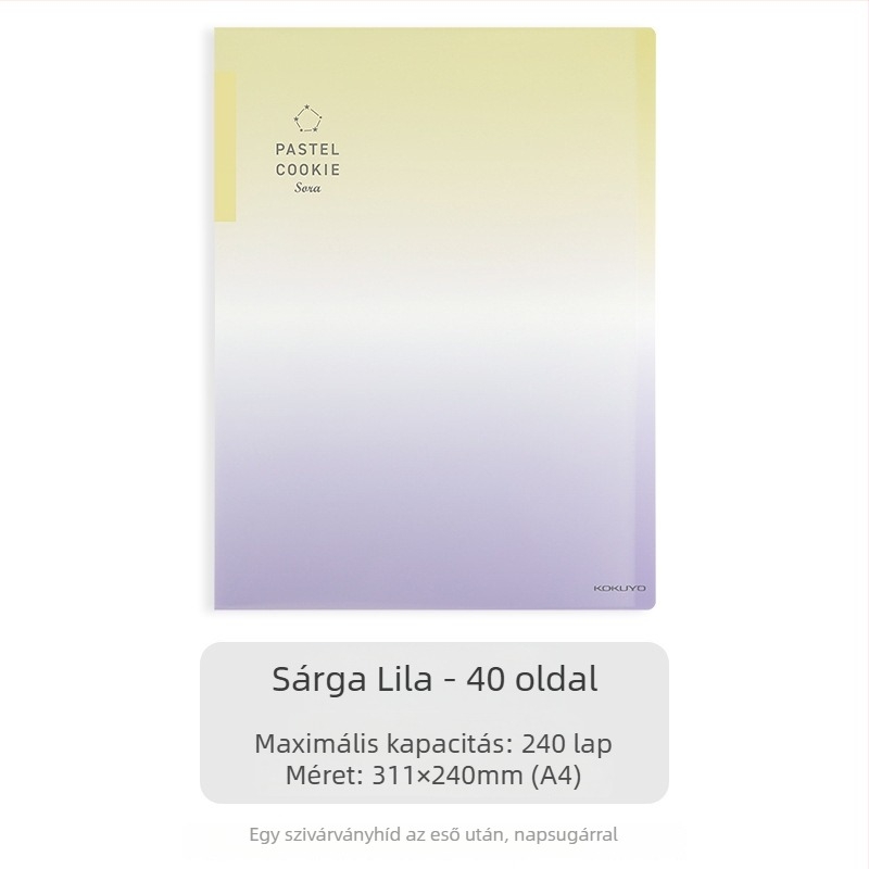 Kokuyo átlátszó dokumentumtartó gradientkék, A4/A3, összecsukható, 20/30/40 oldalas kapacitás
