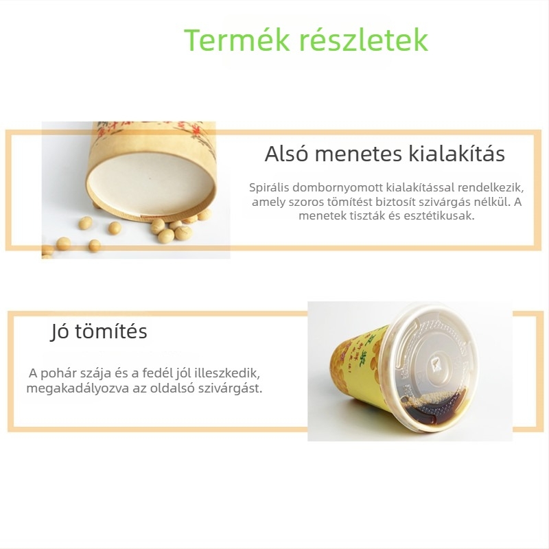 Egyszer használatos papírcsésze szója tejhez, fedővel és szívószállal, 245–330 ml, 9 oz / 12 oz