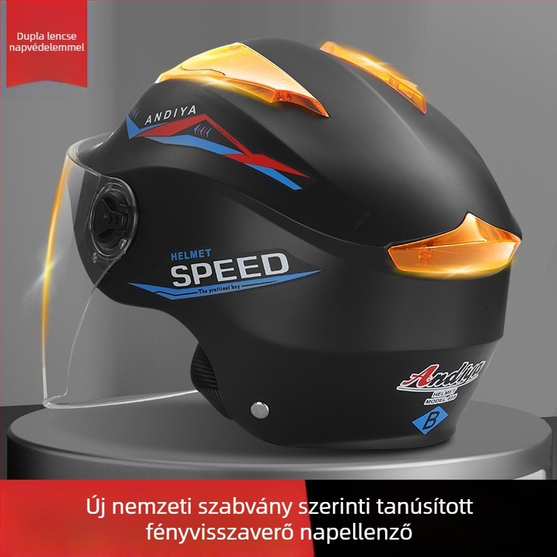 Elektromos kerékpár sisak, uniszex, könnyű nyári napsütés elleni védelem, fél sisak kettős szemvédővel