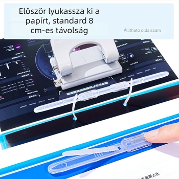 A4-es dokumentum mappa 2 lyukas fűzéssel, háromszög alakú zsebekkel, nagy kapacitás