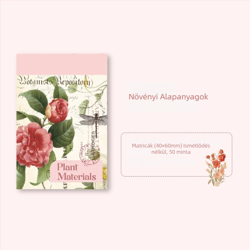 Időtlen matricás könyv: Nyugalom sorozat – Vintage kollázs napló dekorációs anyagok, 50 lap, 6 dizájn