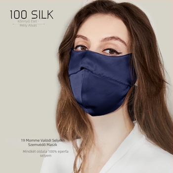 100% Mulberry selyem szemmaszk a napsugár elleni védelemért, kétoldalas, fülhurokos, felnőtteknek, kerékpározáshoz