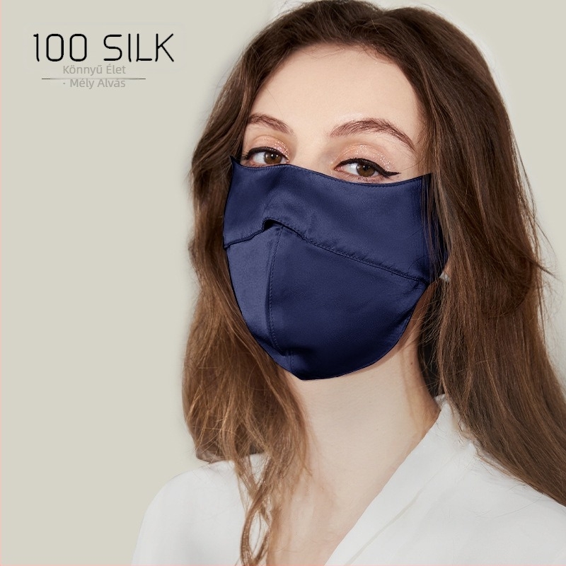 100% Mulberry selyem szemmaszk a napsugár elleni védelemért, kétoldalas, fülhurokos, felnőtteknek, kerékpározáshoz
