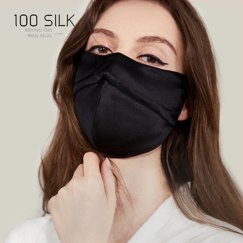 100% Mulberry selyem szemmaszk a napsugár elleni védelemért, kétoldalas, fülhurokos, felnőtteknek, kerékpározáshoz