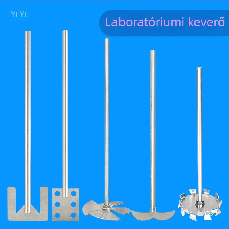 Laboratóriumi horgonytípusú rozsdamentes acél keverőlapátok, recézett diszperziós korong, hegymintázatú lapátok, sík alakú keverőfej-orsó