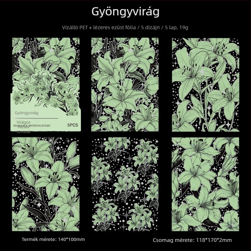 Retro virágos napló matricák DIY tervezéshez, vízálló gyermekeknek