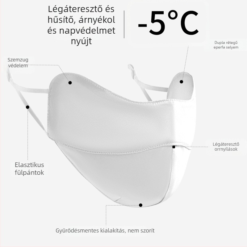 Tangge 19 mm selyem arcmaszk, lélegző, kétoldalas napsütés elleni maszk, 100% mulberry selyem