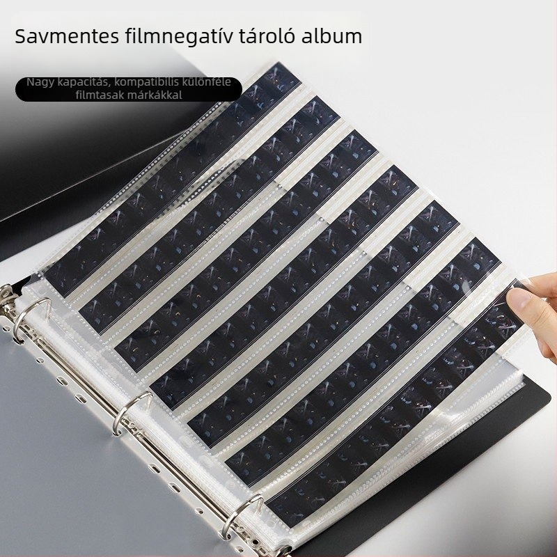 Savmentes filmtároló tasak háromlyukú kivitelben, 135/120 filmhez, univerzális 11-lyukú tárolóalbum
