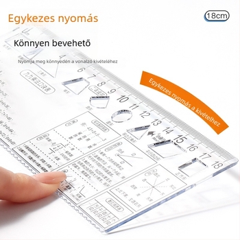 1–9. osztályos diákoknak készült, négy darabos, átlátszó rajzoló vonalzókészlet, matematikai képletek referenciákkal