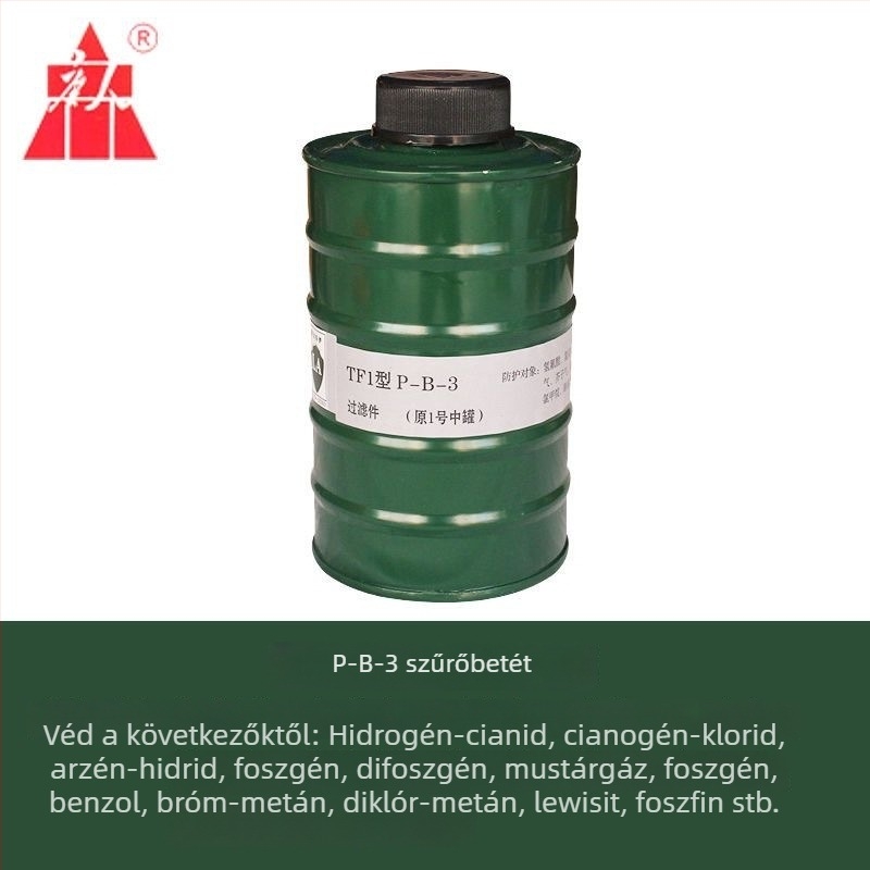 Ipari szintű gázmaszk szűrő-kapszula ammónia, szén-monoxid és kén-dioxid ellen — háromfokozatú szűrés