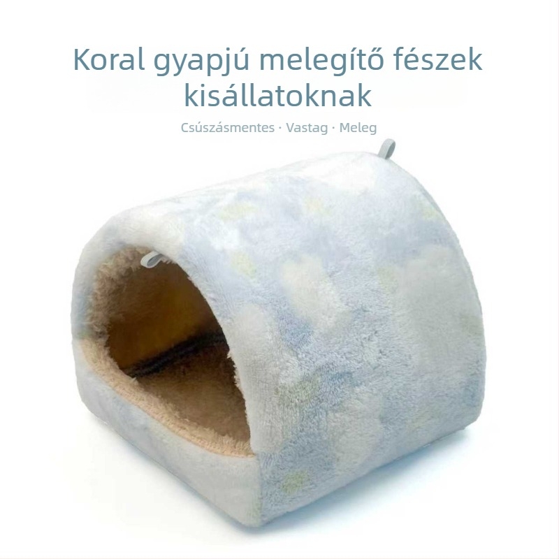 Meleg pamutból készült zárt hörcsögkunyhó, ovális alakú kisállatház