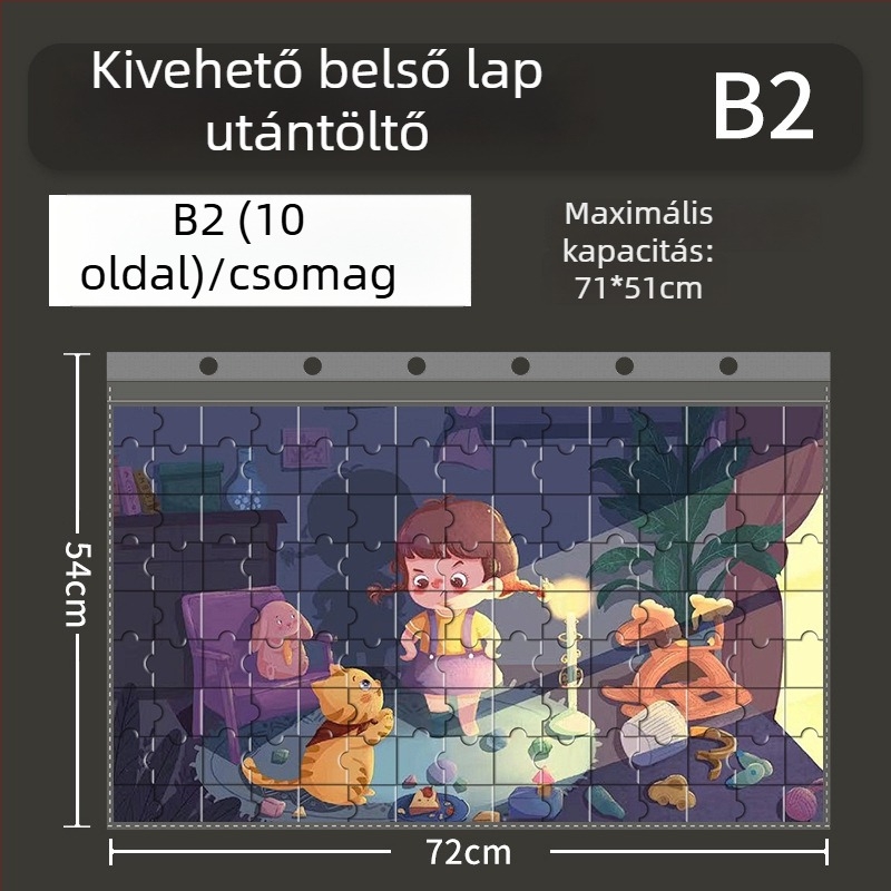 1000 darabos puzzle tároló mappa cserehető oldalakkal, 75×50 és 70×50 méretekhez, B2+ formátum.