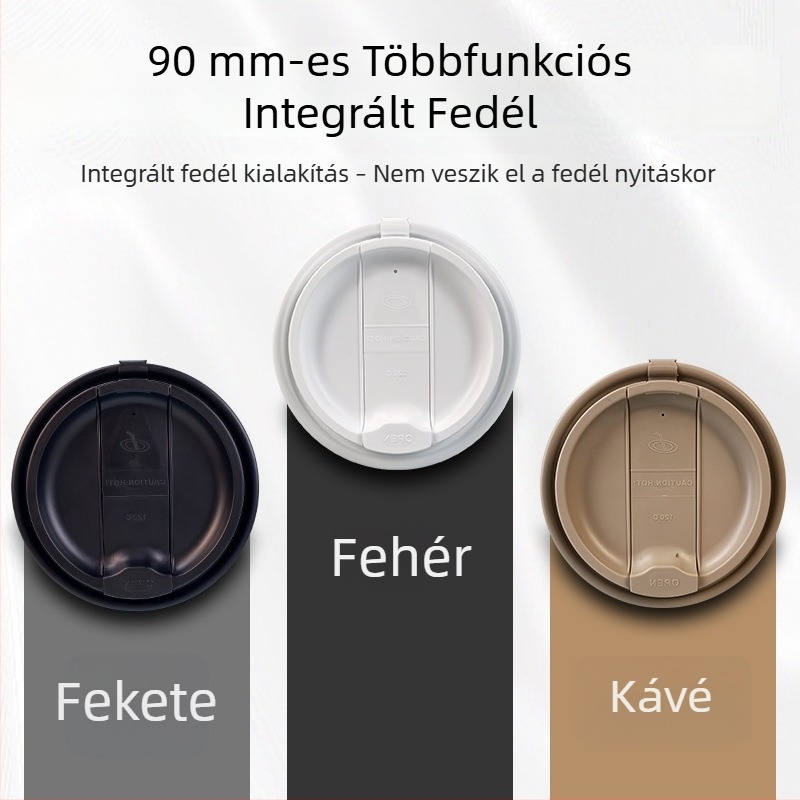 90 mm-es egyszer használatos pohárfedél, papír-plasztikus, univerzális teához és kávéhoz, integrált tej-tea fedél, vastított, szivárgásmentes.
