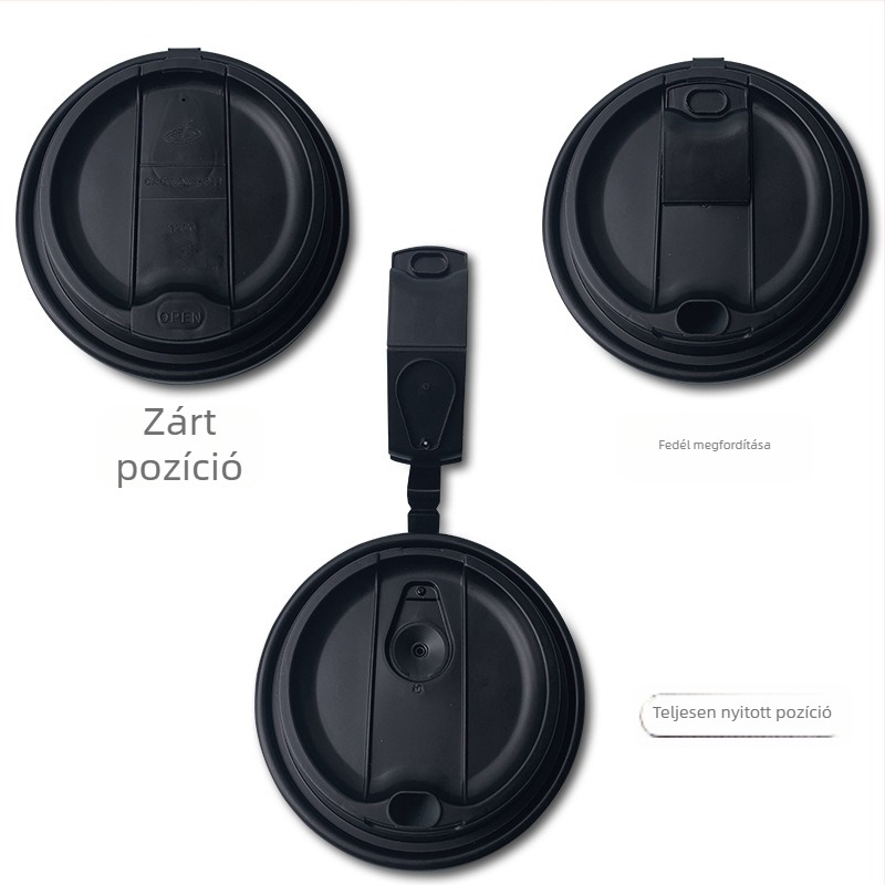 90 mm-es egyszer használatos pohárfedél, papír-plasztikus, univerzális teához és kávéhoz, integrált tej-tea fedél, vastított, szivárgásmentes.