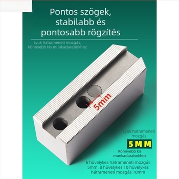 Háromfogatú hidraulikus puha csukló tokmány kis átmérőjű munkadarabokhoz, Ø 6/8/10 hüvelyk furat, hátsó rögzítés