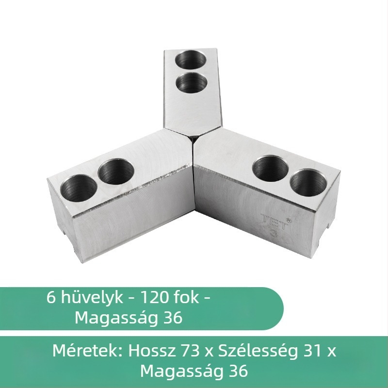 Háromfogatú hidraulikus puha csukló tokmány kis átmérőjű munkadarabokhoz, Ø 6/8/10 hüvelyk furat, hátsó rögzítés