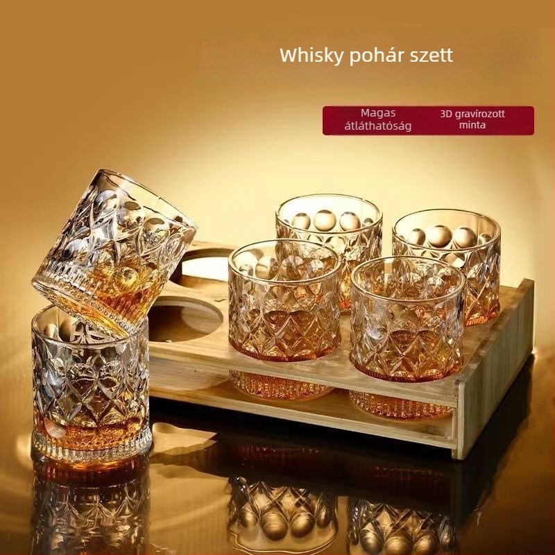 Európai stílusú, ólommentes üvegpohár-készlet whiskyhez, sörhöz, teához és vízhez – vastag falú