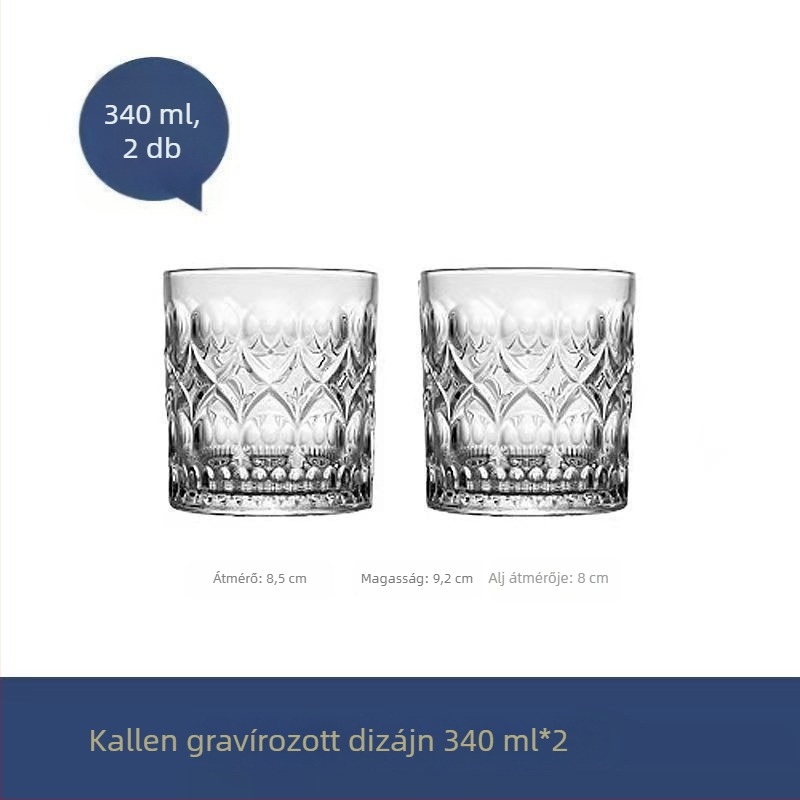 Európai stílusú, ólommentes üvegpohár-készlet whiskyhez, sörhöz, teához és vízhez – vastag falú
