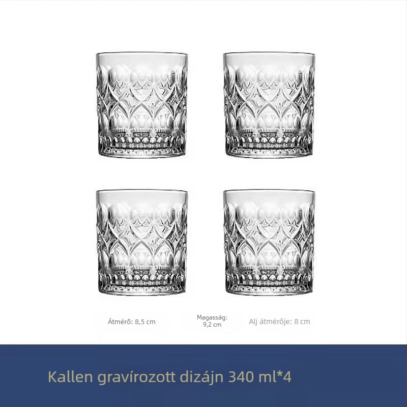 Európai stílusú, ólommentes üvegpohár-készlet whiskyhez, sörhöz, teához és vízhez – vastag falú
