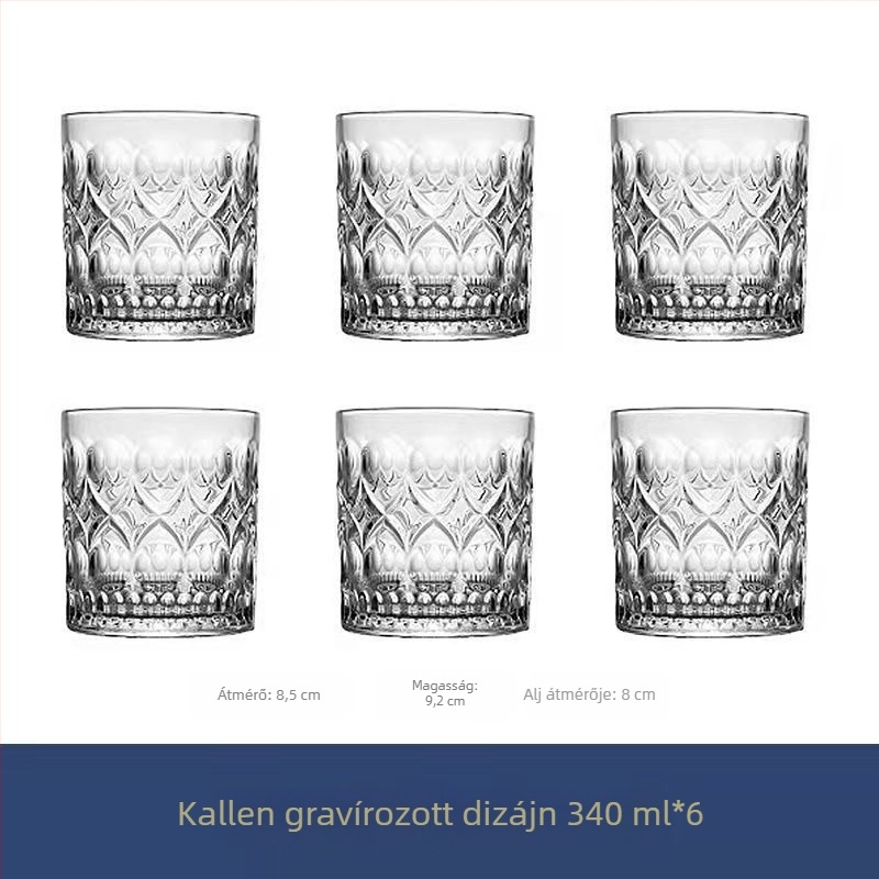 Európai stílusú, ólommentes üvegpohár-készlet whiskyhez, sörhöz, teához és vízhez – vastag falú