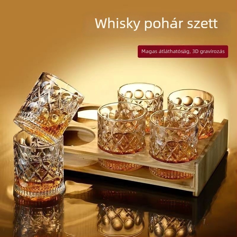 Európai stílusú, ólommentes üvegpohár-készlet whiskyhez, sörhöz, teához és vízhez – vastag falú
