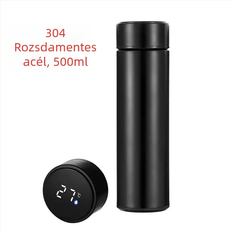 Intelligens hőmérséklet-kijelzővel ellátott 304 rozsdamentes acél termosz – uniszex minimalist dizájn, testreszabható üzleti ajándék