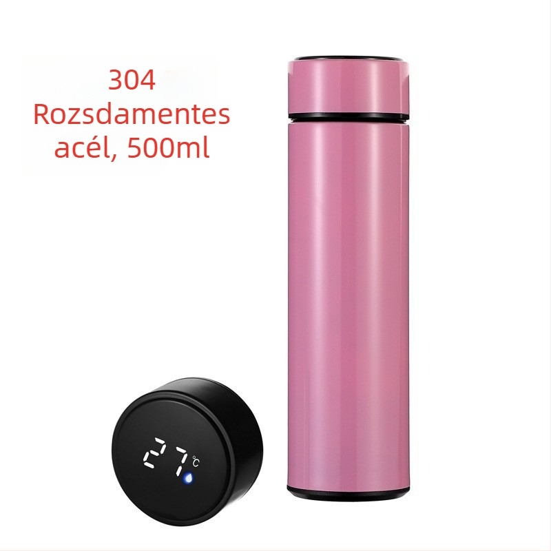 Intelligens hőmérséklet-kijelzővel ellátott 304 rozsdamentes acél termosz – uniszex minimalist dizájn, testreszabható üzleti ajándék
