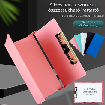 A4-es méretű alumínium klipboard, hordozható, összecsukható írófelület és dokumentum mappa