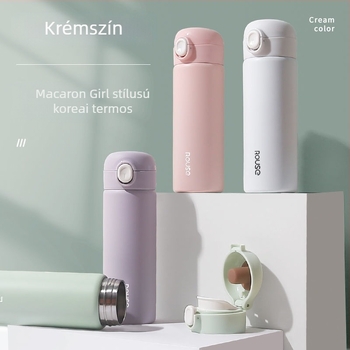 Nanjiren Koreai stílusú uniszex termosz pohár, 304 rozsdamentes acélból, vákuum-szigetelés, nagy kapacitás, csukható kupak