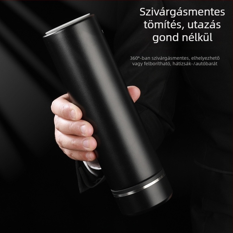 Intelligens hőmérséklet-kijelzővel és tea-elválasztóval készült 316 rozsdamentes acélból készült vákuum-szigetelt pohár, minimalist dizájn – ideális üzleti ajándék