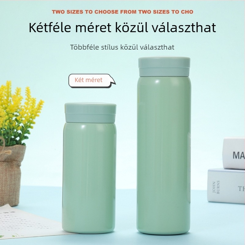 Egyszerű mini szigetelt pohár, diákoknak, kompakt zsebméret, belső 316 rozsdamentes acél, külső 201 rozsdamentes acél