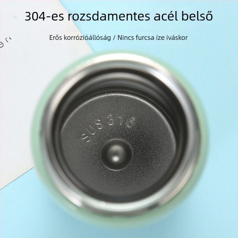 Egyszerű mini szigetelt pohár, diákoknak, kompakt zsebméret, belső 316 rozsdamentes acél, külső 201 rozsdamentes acél