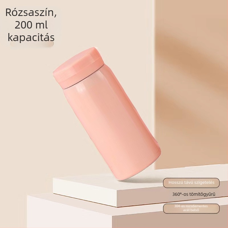 Egyszerű mini szigetelt pohár, diákoknak, kompakt zsebméret, belső 316 rozsdamentes acél, külső 201 rozsdamentes acél