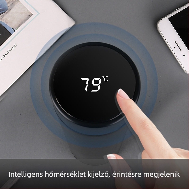 Logóval ellátott termosz, gravírozott, hőszigetelt italos pohár