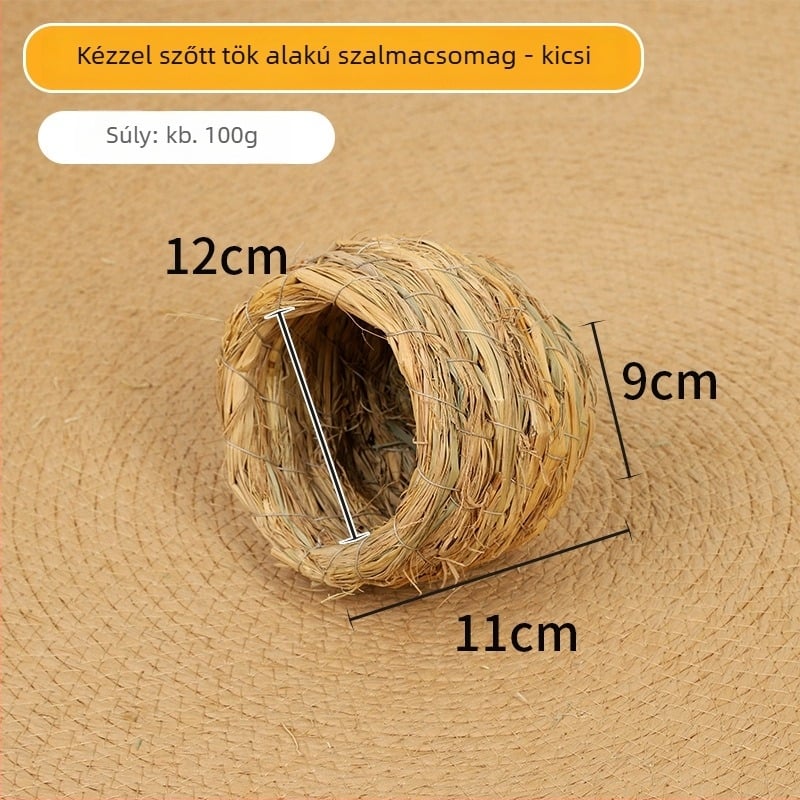 Kézzel szőtt fűfészek - mini rattan madárketrec, utánzott rattan madárfészek papagáj számára, függő fészek minden szezonra