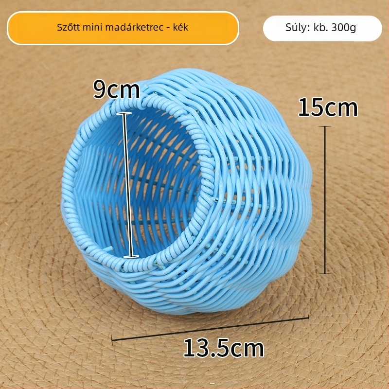 Kézzel szőtt fűfészek - mini rattan madárketrec, utánzott rattan madárfészek papagáj számára, függő fészek minden szezonra