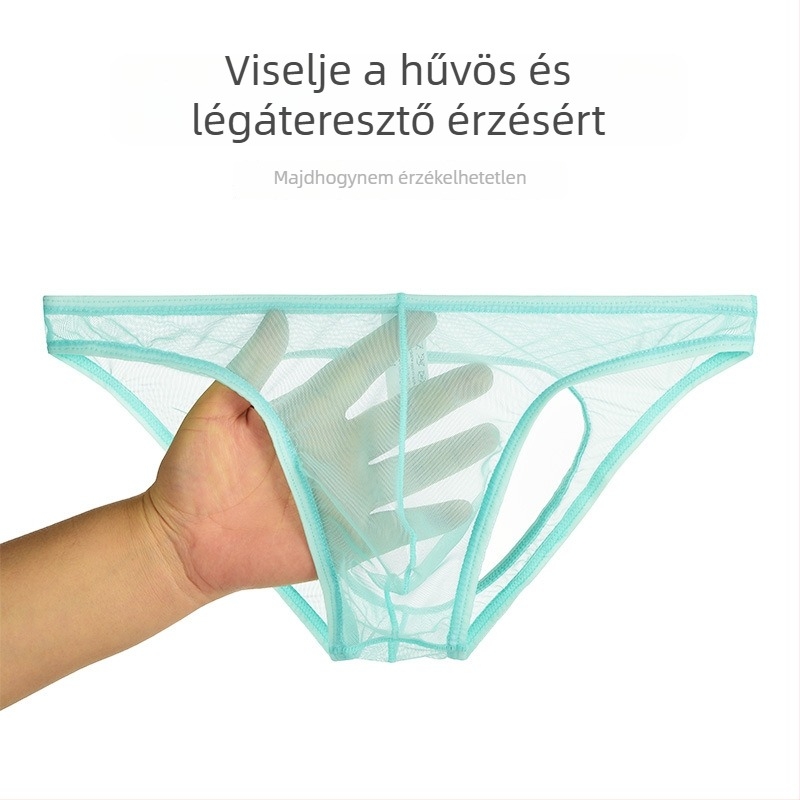 Férfi jégselyem ultra vékony, lélegző, nyitott hátsóval háromszög fazonú tanga
