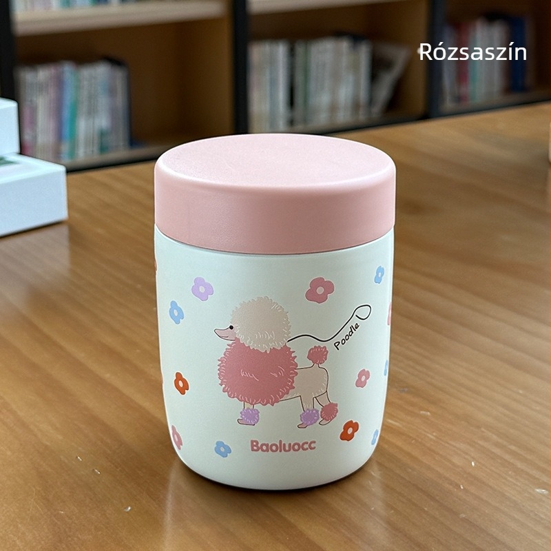 304 rozsdamentes acélból készült szigetelt ivópohár, kompakt és hordozható, aranyos dizájn, szívószállal