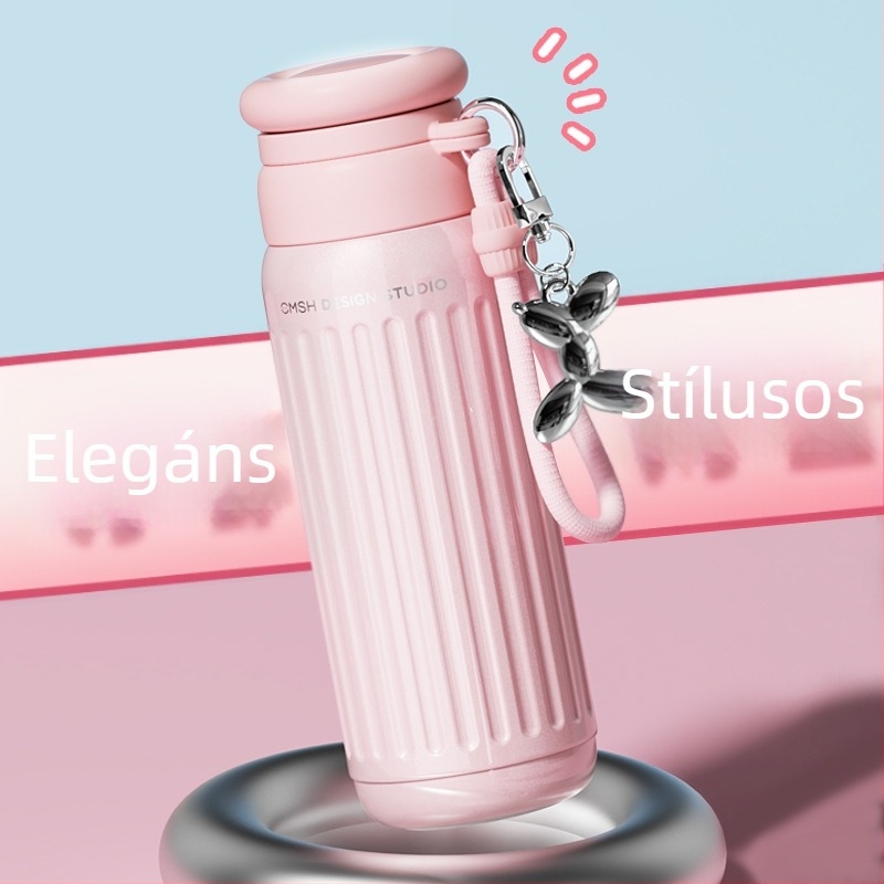 Strawberry Life szigetelt pohár, belső 316-os rozsdamentes acél, külső 304-es, hordozható szívószállal, ajándék dobozban, őszi-téli kiadás