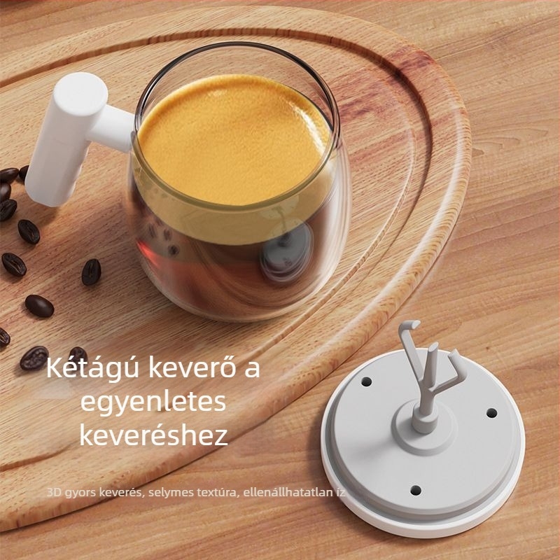 Automatikus keverőpohár – üvegből készült elektromos kávés pohár skálával, újratölthető, hordozható shaker