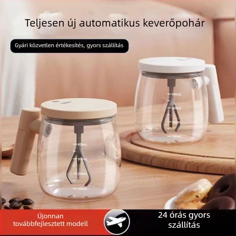 Automatikus keverőpohár – üvegből készült elektromos kávés pohár skálával, újratölthető, hordozható shaker