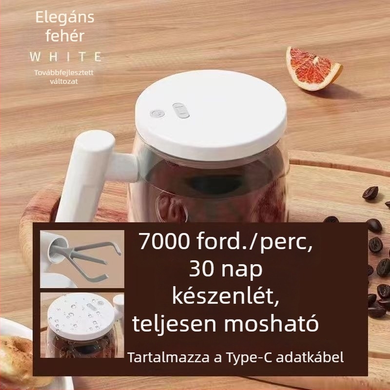 Automatikus keverőpohár – üvegből készült elektromos kávés pohár skálával, újratölthető, hordozható shaker