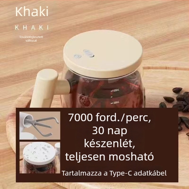 Automatikus keverőpohár – üvegből készült elektromos kávés pohár skálával, újratölthető, hordozható shaker