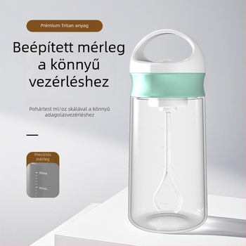 Hordozható automata keverőpohár tejporhoz és fehérjeporhoz, beépített mérlegen