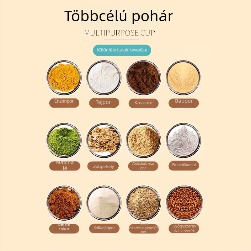 Újratölthető automata keverőpohár – hordozható üveg shaker milkshake-hez és fehérje porhoz, edzéshez